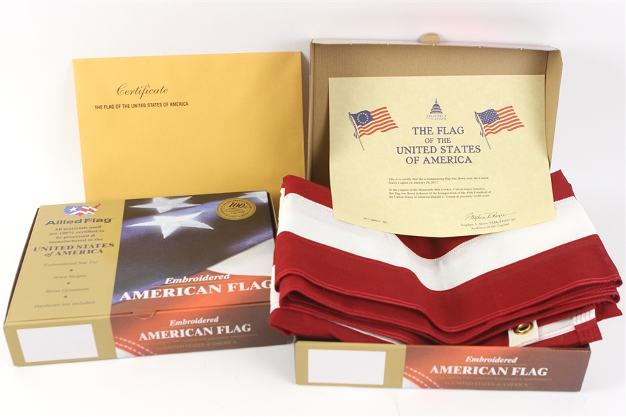 2017 (January 20) American Flag Flown Over US Capitol For Donald Trumps Inauguration - Lot of 2 (MEARS LOA/Architect of the Capitol Letter)