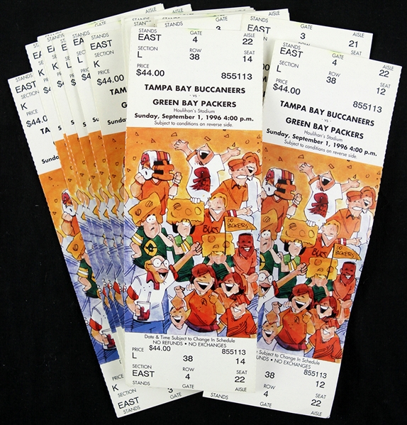 1996 Green Bay Packers Tampa Bay Buccaneers Houlihanss Stadium Full Tickets - Lot of 18 