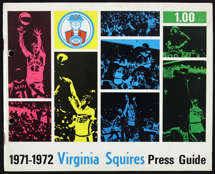 1971-72 Virginia Squires ABA Press Guide (Julius Erving Rookie Season)