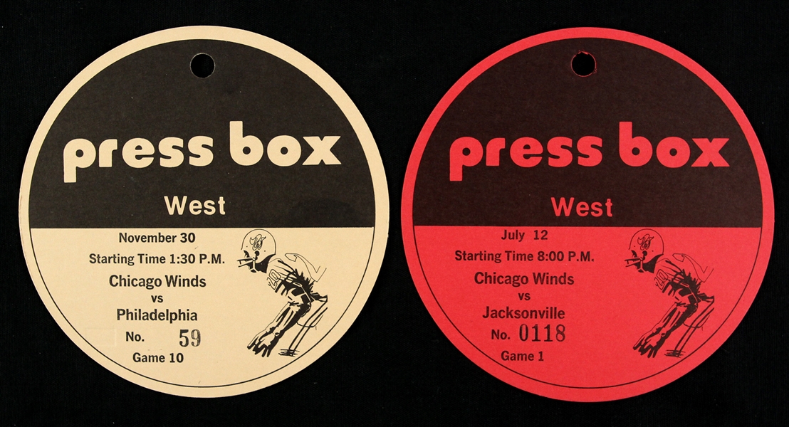 1975 Chicago Winds WFL Press Box Passes - Lot of 2 