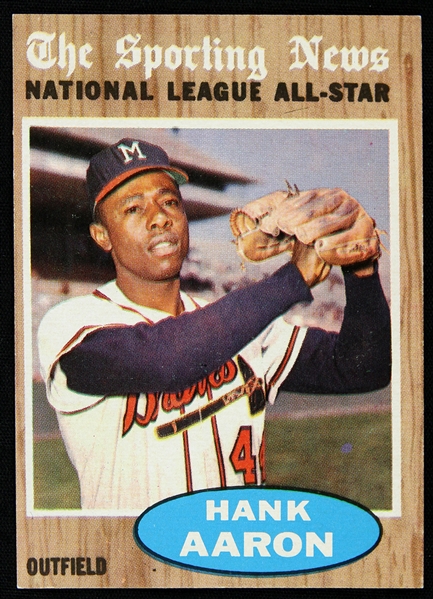 1962 Hank Aaron Milwaukee Braves Topps Sporting News NL All Star Trading Card