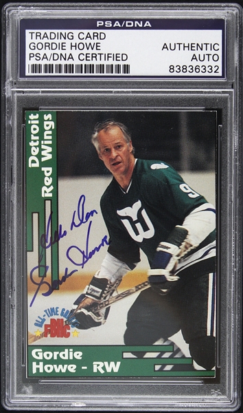 1991 Gordie Howe Detroit Red Wings Signed FBHC All Time Greats Card (PSA/DNA Slabbed)
