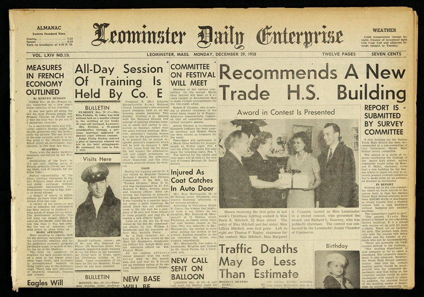 1958 (December 29) Baltimore Colts Win NFL Champoinship in Sudden Death Leominster Daily Enterprise Newspaper