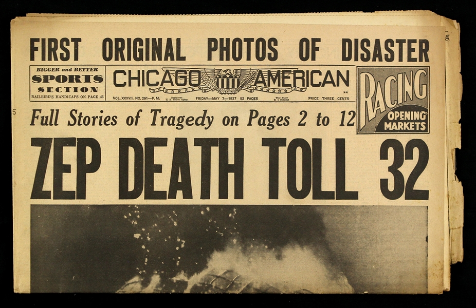1937 (May 7) Hindenburg Disaster Chicago American Newspaper 