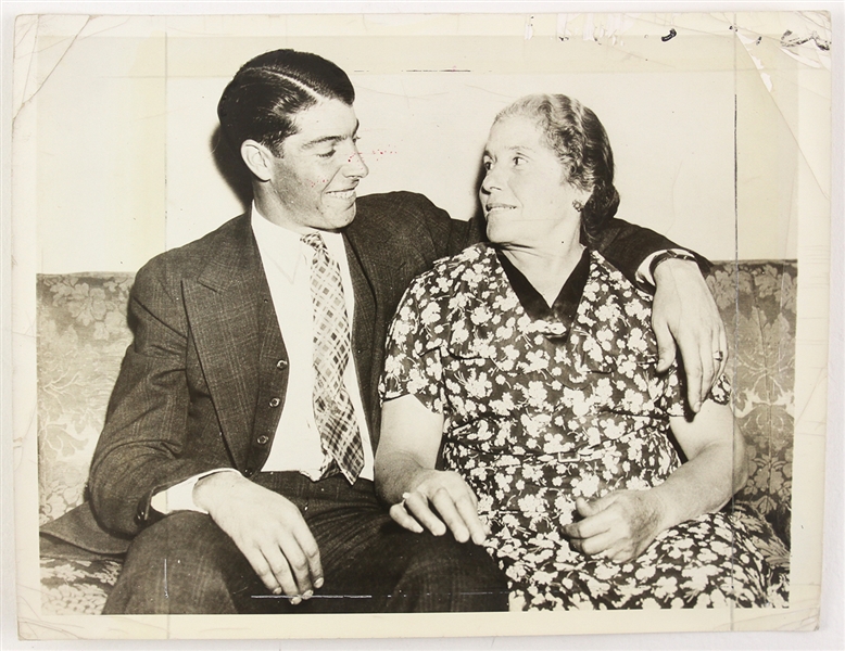 1936 Joe DiMaggio & Mother New York Yankees 6.5" x 8.5" Original Photo 