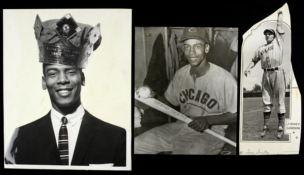 1955 & 1959 Ernie Banks Chicago Cubs 7”x9” Original Wire Photo Lot