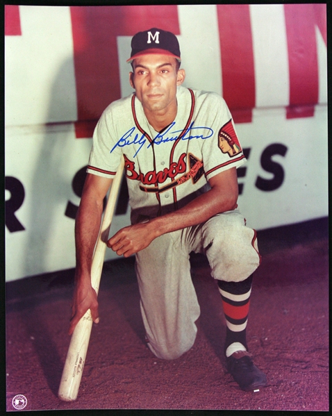 1957 star Billy Bruton Milwaukee Braves Signed 8x10 Color Photo (JSA)