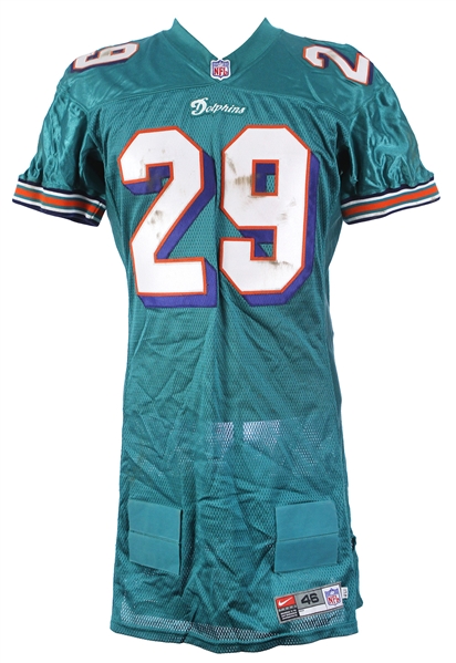 1999 Sam Madison Miami Dolphins Game Worn Home Jersey (MEARS LOA)