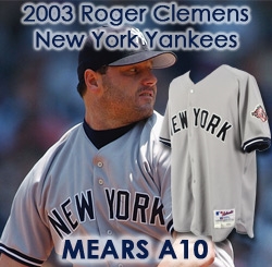 2003 Roger Clemens New York Yankees Game Worn Jersey W/ 100th Anniversary Patch (MEARS A10) “Provenance from PC Richard & Sons Electronic Company”