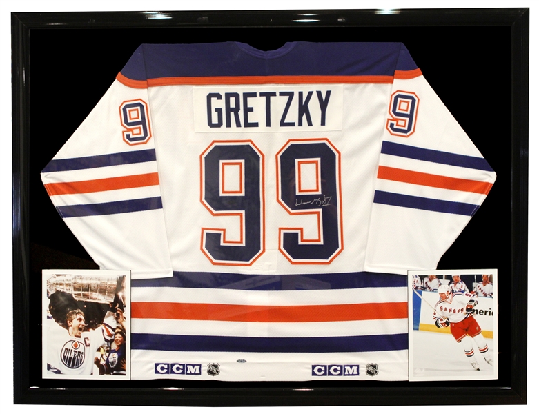2000s Wayne Gretzky Edmonton Oilers 39" x 51" Framed Display w/ Signed Jersey (Upper Deck)