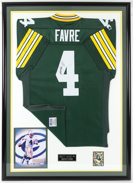 1990s Brett Favre Green Bay Packers 34" x 47" Framed Display w/ Signed Jersey (JSA)