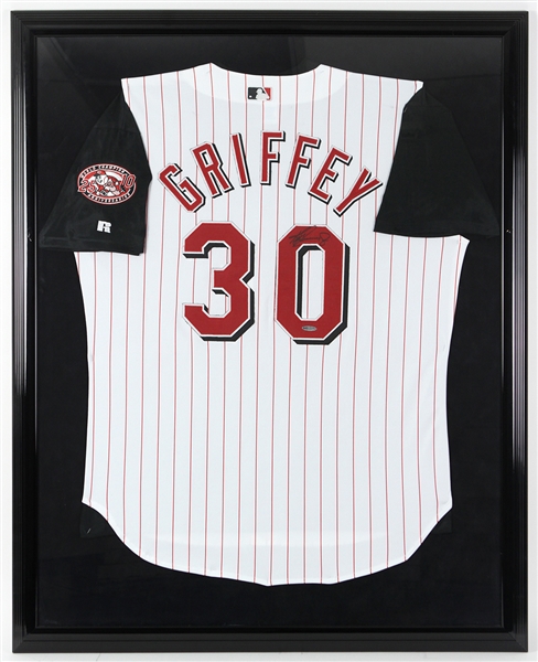 2000s Ken Griffey Jr. Cincinnati Reds 35" x 44" Framed Display w/ Signed Jersey (JSA/Upper Deck)