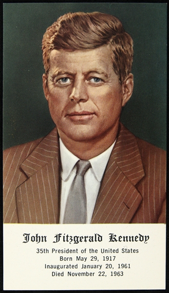 1963 John F. Kennedy 35th President of the United States 2.25" x 4" Memorial Card