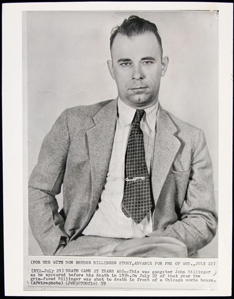 1959 John Dillinger Public Enemy #1 25th Anniversary of His Death 8x10 Wire Photo
