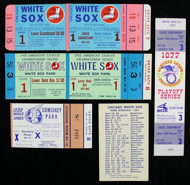 1959-77 Chicago White Sox World Series Ticket Stub Ghost Ticket Pocket Schedule Collection - Lot of 5