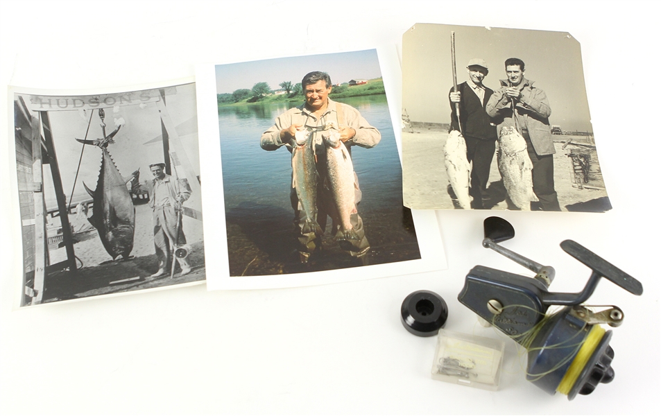 1950s-70s Ted Williams Boston Red Sox Personal Fishing Accessories & Memorabilia - Lot of 5 w/ Photos, Reel & Hooks (MEARS LOA/Williams Estate Letter)