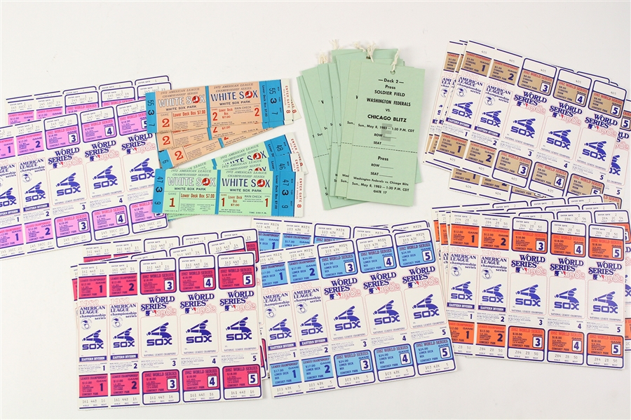 1972-83 Chicago White Sox Ghost Tickets & Chicago Blitz Parking Pass Collection - Lot of 61