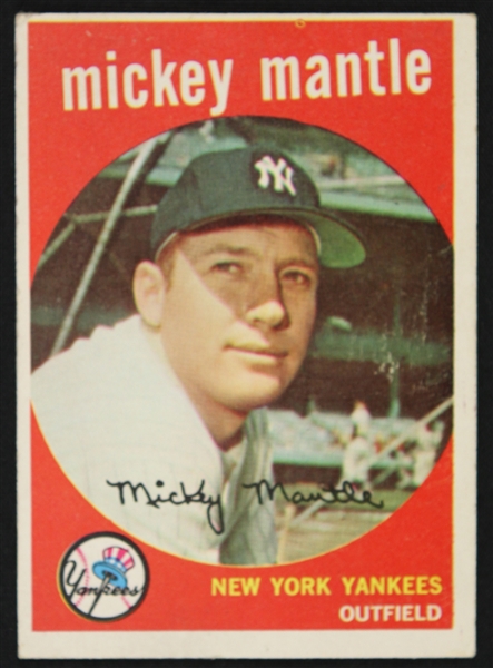 1959 Mickey Mantle New York Yankees Topps Trading Card