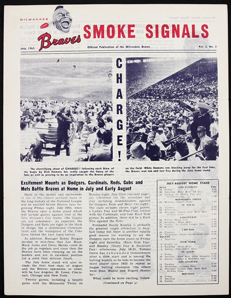 1963 (June) Milwaukee Braves Smoke Signals Official Team Publication