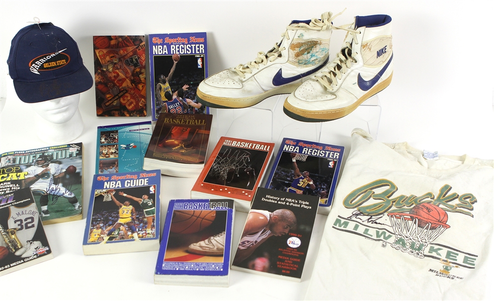 1980s-90s Basketball Memorabilia Collection - Lot of 42 w/ Team Signed Basketballs, Shaq Attack Toys, Media Guides, Jordan Items & More (JSA)
