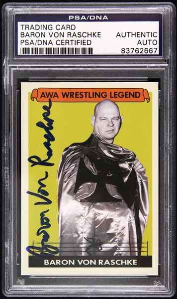 Baron Von Raschke AWA Wrestling Legend (wearing cape) Signed LE Trading Card (PSA/DNA Slabbed)