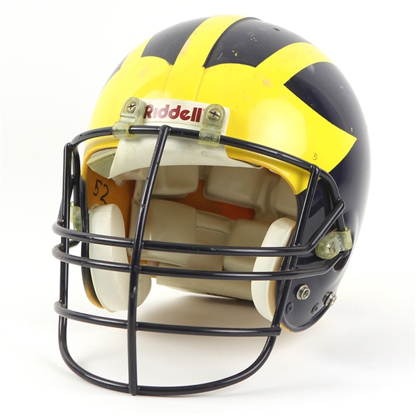 1990s Michigan Wolverines #52 Game Worn Football Helmet w/ 7 Big Play Decals (MEARS LOA)