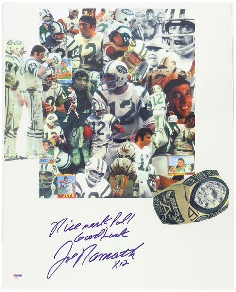 1990s Joe Namath New York Jets Signed 16" x 20" Collage (PSA/DNA)