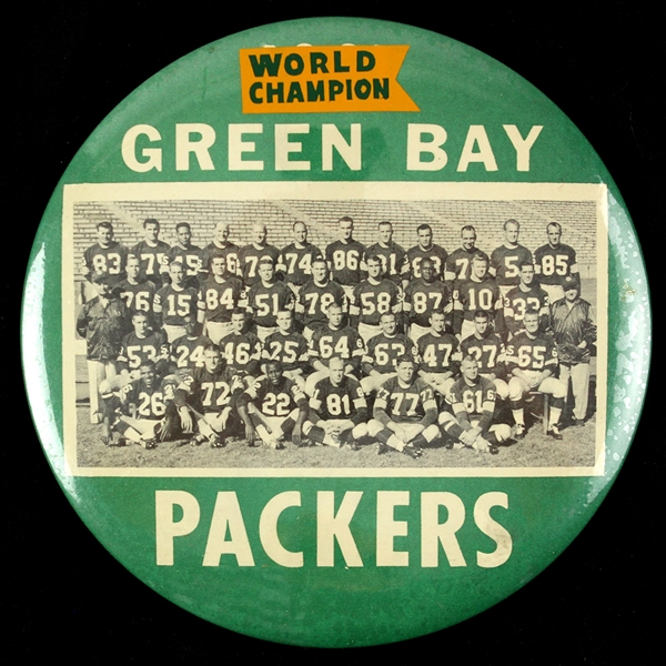 1961 Green Bay Packers World Champion Variant Lombardi First Title Team 6” Oversized Team Photo Button