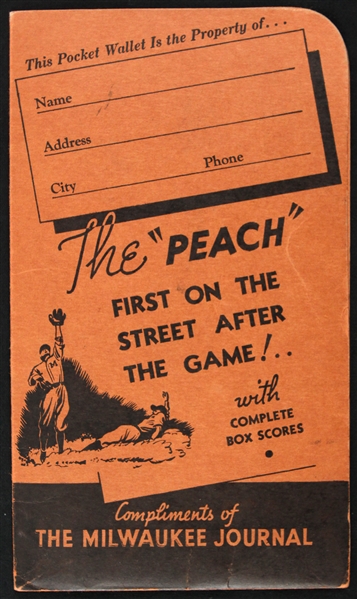 1937 Peach Milwaukee Brewers AAA Chicago White Sox Milwaukee Journal 4”x7” Schedule 