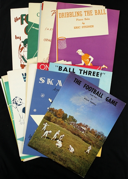 1920s-60s Sports Inspired Piano Solo Sheet Music Collection - Lot of 22
