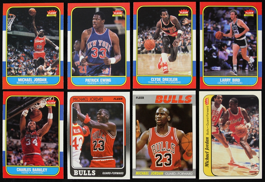1986-88 Fleer Basketball Trading Cards Complete Sets - Lot of 3 w/ Michael Jordan, Charles Barkley, Hakeem Olajuwon, Patrick Ewing, Dominique Wilkins, Karl Malone Rookie Cards & More