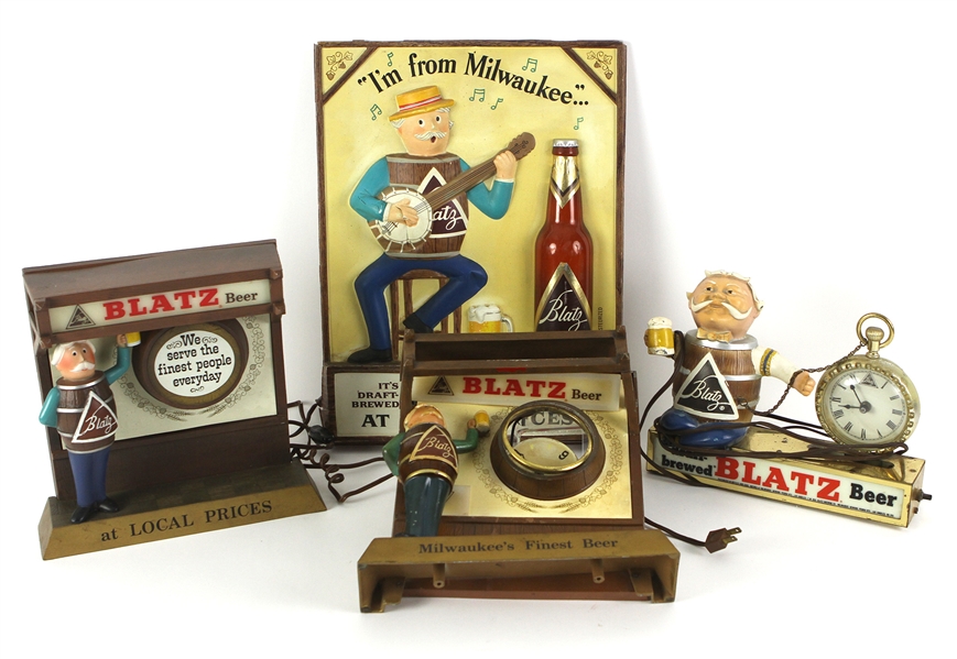 1950s-70s Blatz Beer Advertising Collection - Lot of 7 w/ Counter Top & Wall Displays