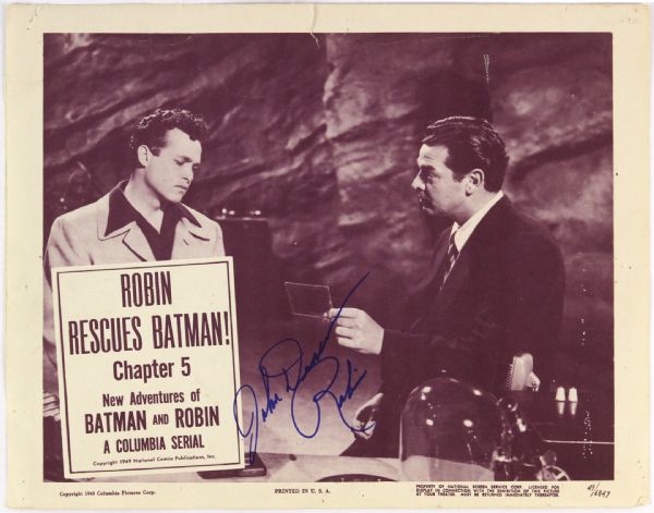 1949 Johnny Duncan Signed New Adventures of Batman & Robin 11" x 14" Lobby Card (JSA)