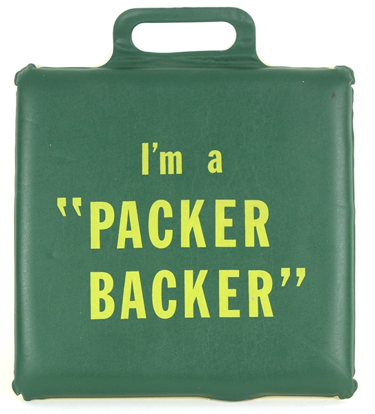 1960s Green Bay Packers Esso Gas Station "Im A Packer Backer" Seat Cushion 