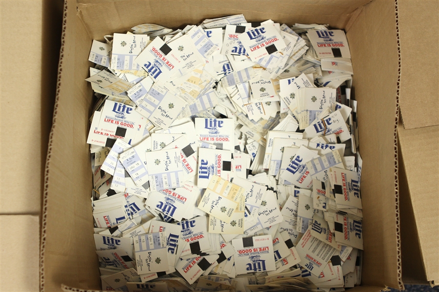 1997 Milwaukee Brewers Final American League Season Team Collected Ticket Stubs - Lot of Thousands (36 Pounds of Stubs)