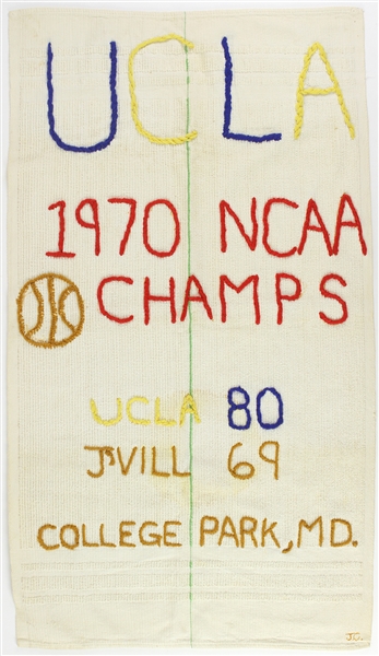 1970 UCLA Bruins Hand Embroidered 20" x 36" NCAA Champs Banner 