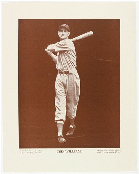 1940s Ted Williams Boston Red Sox 9.5" x 12" Charles Conlon Magazine Photo