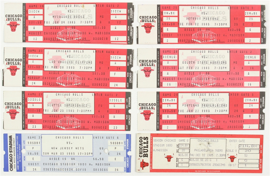 1985 Chicago Bulls Ticket Stubs (Lot of 10)