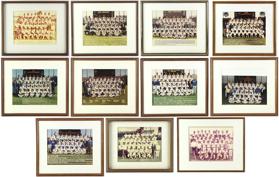 1980s Framed Brewers Team Photos, Plaques, Photos (Lot of 22) (JSA)
