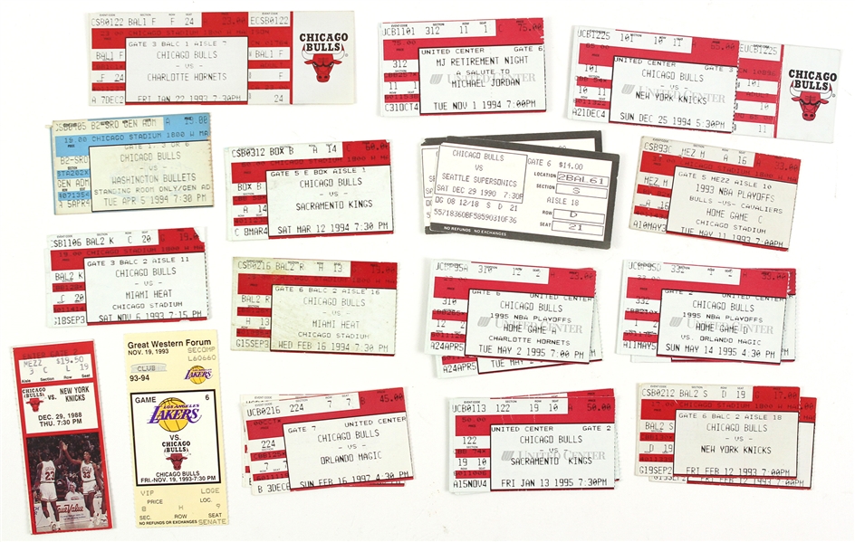 1988-97 Chicago Bulls Ticket & Stub Collection - Lot of 22 w/ Playoffs, Michael Jordan Retirement Night  & More