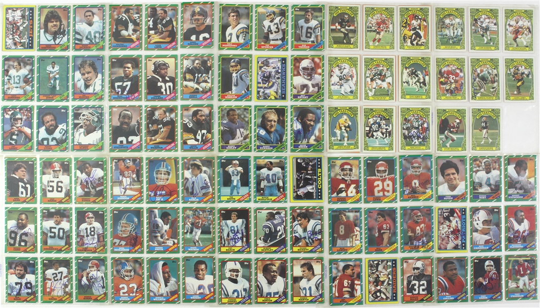 1986 Topps Football Trading Cards Complete Set (396/396 w/ 103 Signed Including Jerry Rice, Reggie White, Steve Young, Dan Marino & More) + 26 Card 1,000 Yard Club Subset (JSA)