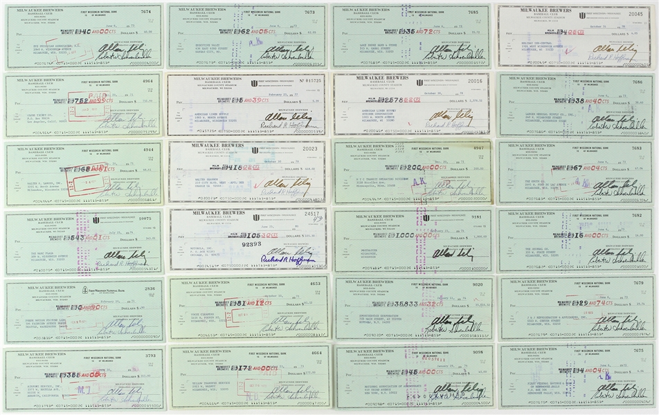 1971-80 Allan "Bud" Selig Milwaukee Brewers Signed Check Collection - Lot of 50 (JSA)