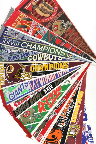 1960s-2000s Full Size Pennant Collection - Lot of 275 w/ Super Bowl, World Series, NBA Champions & More