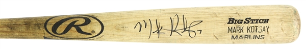1997 Mark Kotsay Florida Marlins Signed Rawlings Adirondack Professional Model Game Used Bat (MEARS LOA/JSA) World Series Season