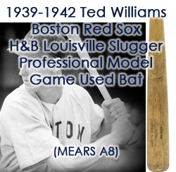 1939-42 Ted Williams Boston Red Sox H&B Louisville Slugger Professional Model Game Used Bat (MEARS A8 & PSA/DNA)