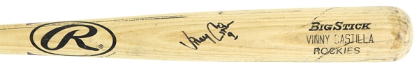 1997 Vinny Castilla Colorado Rockies Signed Rawlings Professional Model Game Used Bat (MEARS LOA/JSA)