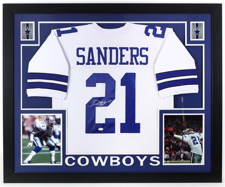2017 Deion Sanders Dallas Cowboys 36" x 44" Framed Display w/ Signed Jersey (*JSA*)