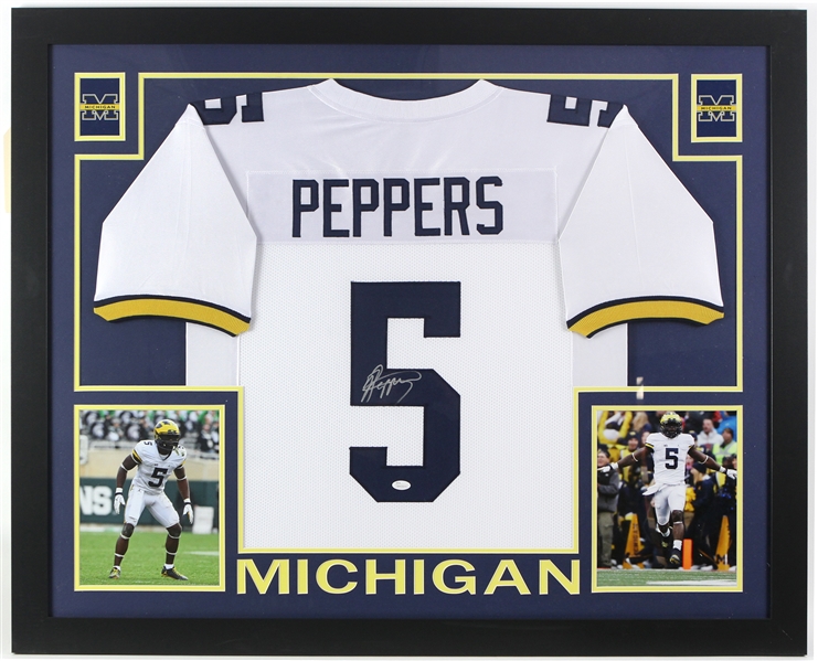 2017 Jabril Peppers Michigan Wolverines 36" x 44" Framed Display w/ Signed Jersey (*JSA*)