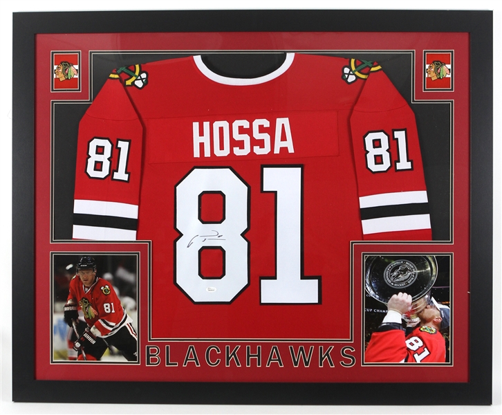 2014 Marian Hossa Chicago Blackhawks 36" x 44" Framed Display w/ Signed Jersey (*JSA*)