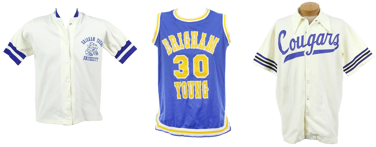 1980s BYU Basketball Game Worn Jerseys & Warm Ups - Lot of 3 (MEARS LOA)